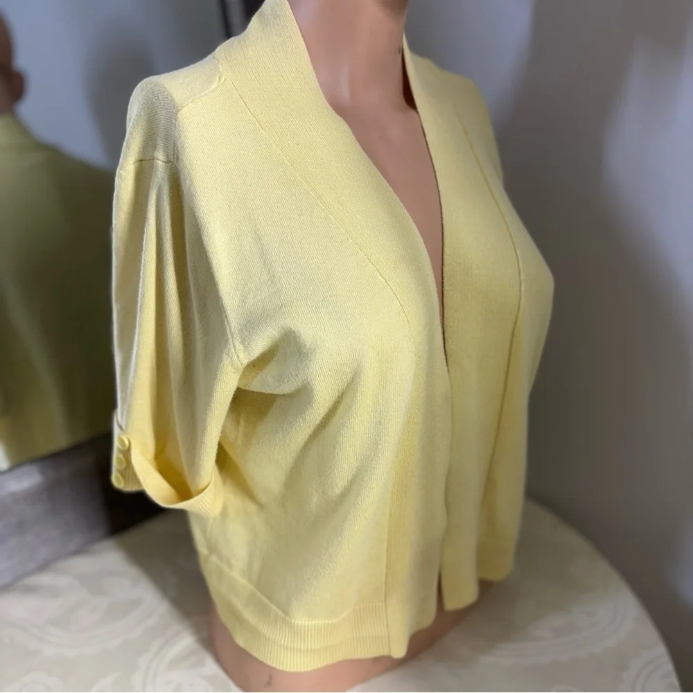 89th & Madison Yellow Knit Cardigan V-Neck Sweater
